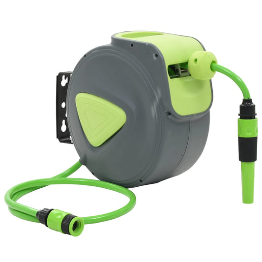 vidaXL Retractable Garden Hose Reel Wall Mounted Hose Reel Automatic Rewind-0