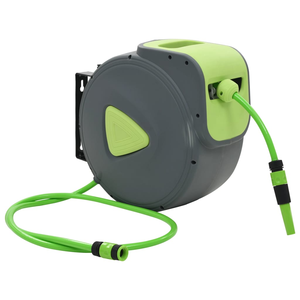 vidaXL Retractable Garden Hose Reel Wall Mounted Hose Reel Automatic Rewind-3