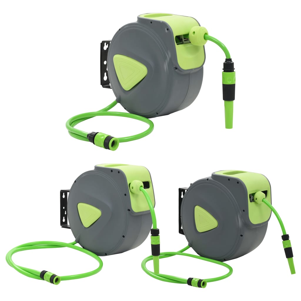 vidaXL Retractable Garden Hose Reel Wall Mounted Hose Reel Automatic Rewind-4
